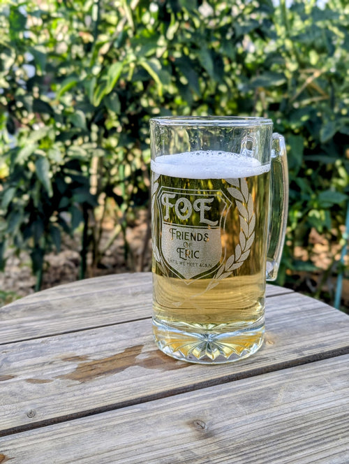 Custom Engraved Beer Stein – Personalized Glass Mug for Gifts, Gatherings & Cheers